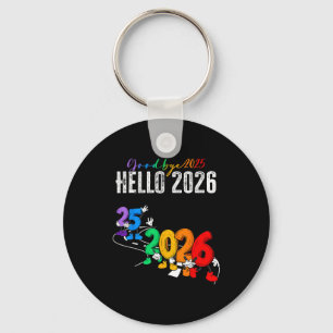 Tot ziens 2025 Hallo 2026 Grappige Cartoon Nieuw J Sleutelhanger