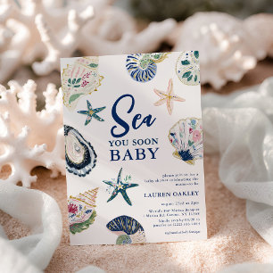 Tot ziens aan zee, kleintje! Schelpen Kust Baby Sh Kaart