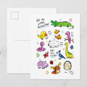 Tot ziens, Alligator – Schattige Dier Uitdrukking Briefkaart