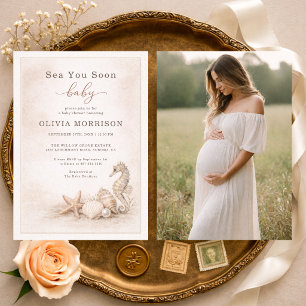 Tot Ziens Baby Oceaan Foto Baby Borrel Kaart