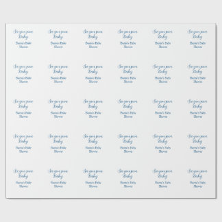tot ziens baby shower blauw naam datum eenvoudig cadeaupapier