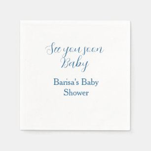tot ziens baby shower blauw naam datum eenvoudig servet