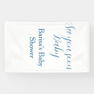 tot ziens baby shower blauw naam datum eenvoudig spandoek