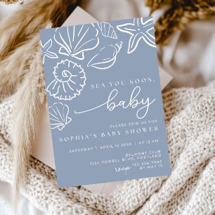 Tot Ziens Baby Shower Uitnodiging, Zeeschelp Baby  Kaart
