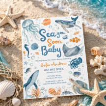 Tot Ziens Binnenkort Kust Baby Shower Uitnodiging
