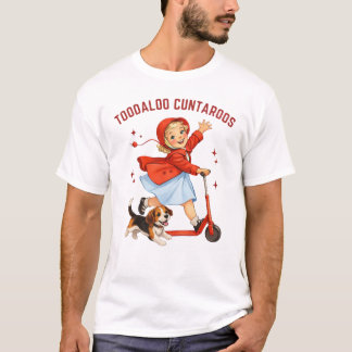 Tot ziens Cuntaroos Retro Scooter Meisje Met Puppy T-shirt