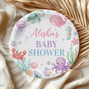 Tot Ziens Cute Zee Dieren Baby Shower Papieren Bordje
