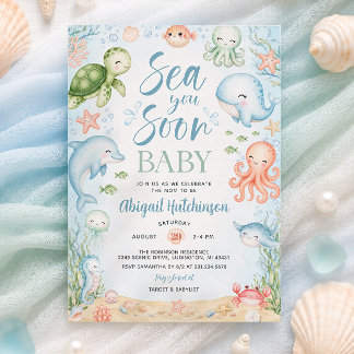 Tot Ziens in de Oceaan Baby Borrel Uitnodiging