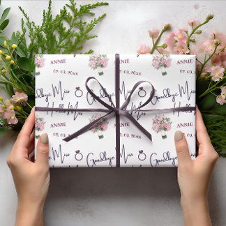 Tot ziens juffrouw Hallo mevrouw Bruidsfeest Flora Cadeaupapier