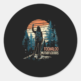 Tot ziens klootzakken grappige bergwandeling ronde sticker