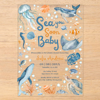 Tot Ziens Kust Baby Shower Acryl Uitnodigingen