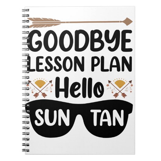 Tot ziens Lesplannen Hallo Zonnebrand Leraar Zomer Notitieboek (Voorkant)