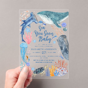 Tot Ziens Oceaandieren Jongen Baby Shower Uitnodig Acryl Uitnodigingen