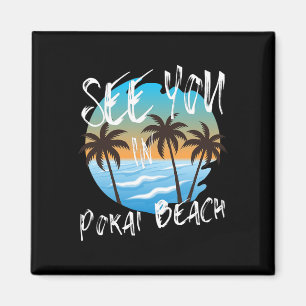 Tot ziens op Pokai Beach Retro Vintage Oahu Surfer Magneet