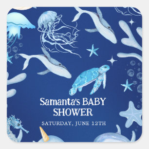 Tot ziens op Zee Nautische Baby is Op Weg Baby Vierkante Sticker