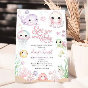 Tot ziens op zee Ocean Dieren Baby Shower Kaart