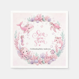 Tot Ziens Roze Onder de Zee Baby Shower Persoon Servet