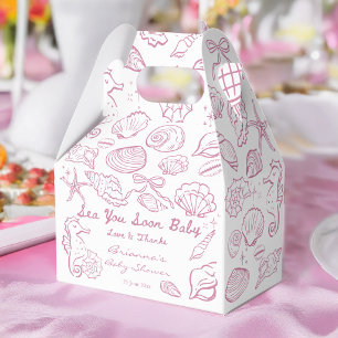 Tot ziens roze zeeschelpen strand baby shower bedankdoosjes