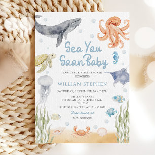 Tot Ziens Schatje Baby Oceaan Dieren Baby Borrel Kaart
