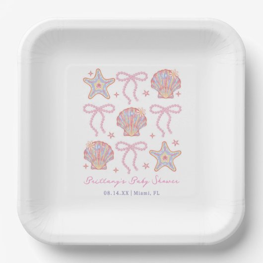 Tot Ziens Schatje Coastal Baby Shower Papieren Bordje (Voorkant)