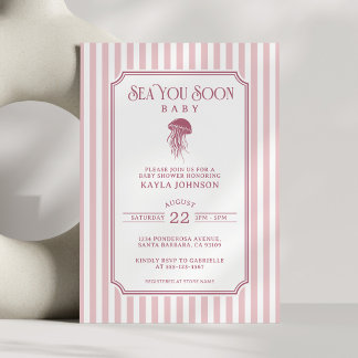 Tot Ziens Schatje Preppy Roze Strepen Baby Shower Kaart