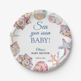 Tot Ziens Schelp Baby Shower Papieren Bordje