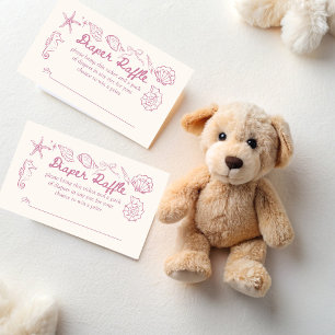 Tot ziens schelpen baby shower luier tombola informatiekaartje