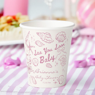 Tot ziens schelpen strand meisjes baby shower papieren bekers