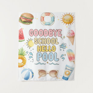 Tot ziens school, hallo zomer, einde van school wandkleed