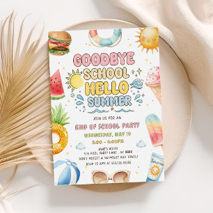 Tot ziens school, hallo zomer, eindejaarsfeest kaart