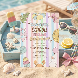 Tot ziens School Hallo Zomerfeest Strepen Kaart