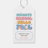 Tot ziens school hallo zwembad eindejaarsfeest cadeaulabel (Achterkant)