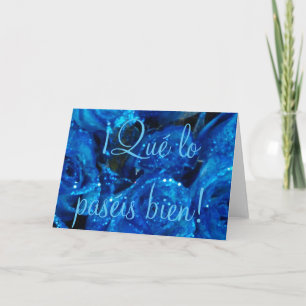 Tot ziens. Spaans paasblauw Roos Feestdagen Kaart