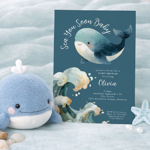 Tot Ziens Walvis Oceaan Turquoise Baby Borrel Kaart