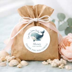 Tot Ziens Walvis Witte Dank Je Wel Baby Shower Ronde Sticker