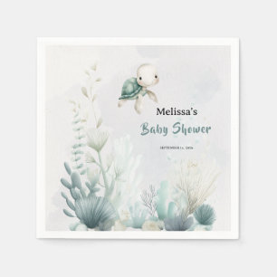 Tot ziens zee schildpad onderwater baby shower servet