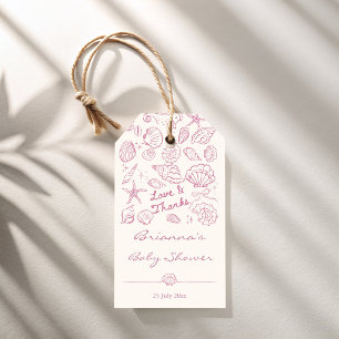 Tot ziens zeeschelpen meisjes baby shower favor cadeaulabel