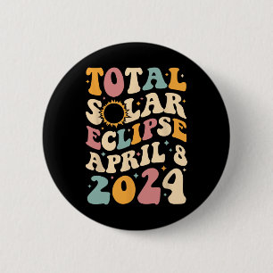 Totaal 04 08 24 Totale Zonsverduistering 2024 Groo Ronde Button 5,7 Cm