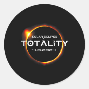 Totaal 4.08.2024 Totale Zonsverduistering 2024 Ronde Sticker