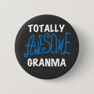 Totaal Blauwe T-shirts Geweldige Granma en Giften Ronde Button 5,7 Cm