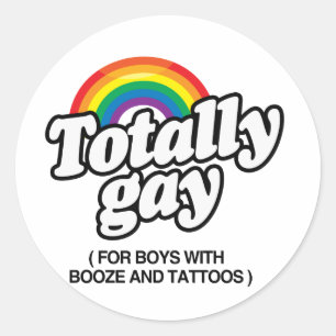 TOTAAL HOMO VOOR JONGENS MET TATTOOS - PNG.NL RONDE STICKER