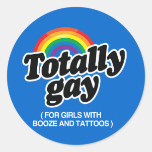 TOTAAL HOMO VOOR MEISJES MET TATTOOS - WHITE - PNG RONDE STICKER