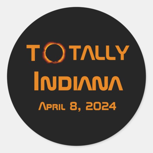 Totaal Indiana 2024 Zonsverduistering Ronde Sticker (Voorkant)