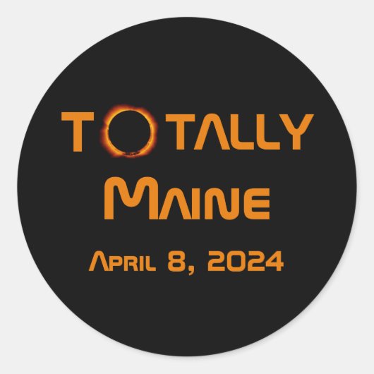 Totaal Maine 2024 Zonsverduistering Ronde Sticker (Voorkant)