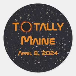 Totaal Maine 2024 Zonsverduistering Ronde Sticker