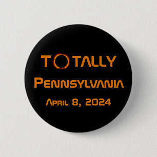 Totaal Pennsylvania 2024 Zonsverduistering Ronde Button 5,7 Cm