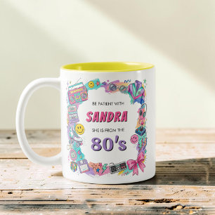 Totaal radde 80s pret Roller Skate Boombox Stijl M Tweekleurige Koffiemok