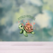 Totaal Schattige schildpad met koraal Acryl Bord (Neutraal)