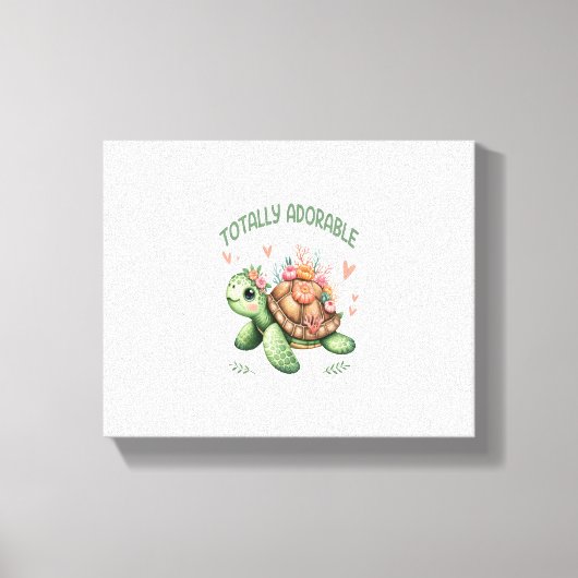 Totaal Schattige schildpad met koraal Canvas Afdruk (Voorkant)