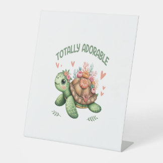 Totaal Schattige schildpad met koraal Reclamebord Met Voetstuk